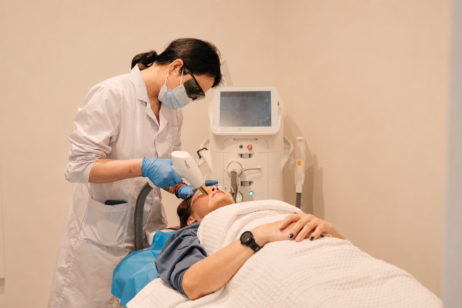 Licensed clinician performing laser treatment at HQ Med Spa Flushing Queens NY